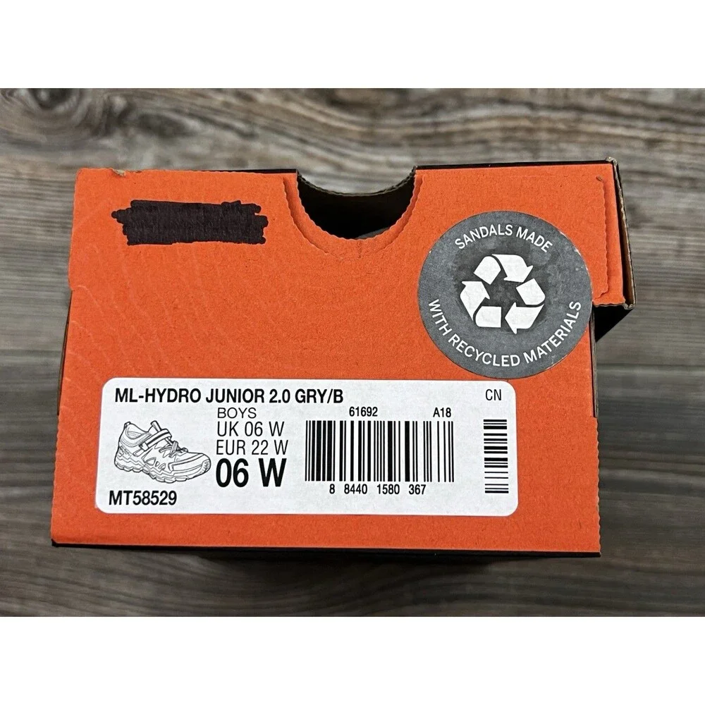 Merrell Hydro 2.0 Big Kids 6W‎ Sandal Water Shoe Athletic Gray Hiking
